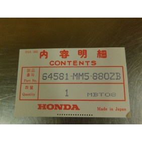 Autocollant de carénage Honda CBR 1000 HURRICANE 1988 64581-MM5-880ZB