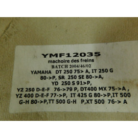 Mâchoires de frein Yamaha DT 250 1975/ IT 250 1980/ YZ 250 1976-79/ XT 500 1976 YMF12035