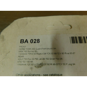 Mâchoires de frein BENDIX Derbi DXR 200 04/ MBK 50 Sorriso 92/ Yamaha YFM 50 Raptor 04/ CX 50 88 BA028